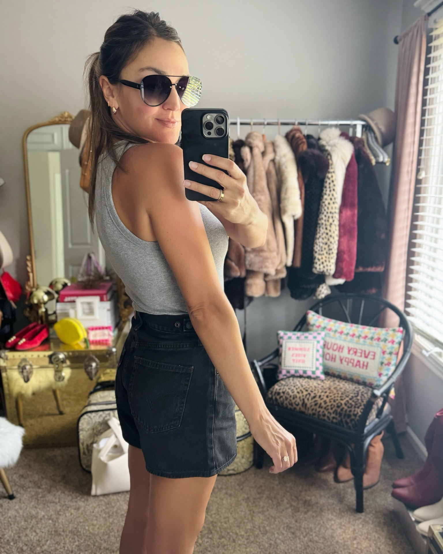 Levi’s cinch waist shorts— perfect “mom” length! Runs TTS; I’m wearing a 27. The button is perfect to use once the shorts get a little stretched out 👌
7+ washes

Sandals: multiple colors, TTS— only $20!

#LTKootd #LTKmomlife #LTKTall