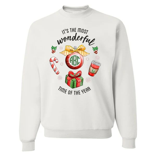 Monogrammed Holiday 'Most Wonderful Time' Crewneck Sweatshirt | United Monograms