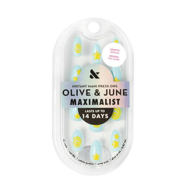 Olive & June Instant Mani Maximalist Medium Almond Press-On Nails, Fun Zone, 42 Pieces | Walmart (US)