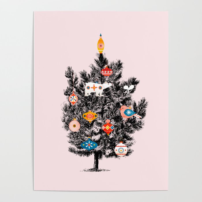 Retro Christmas tree no3 Poster | Society6