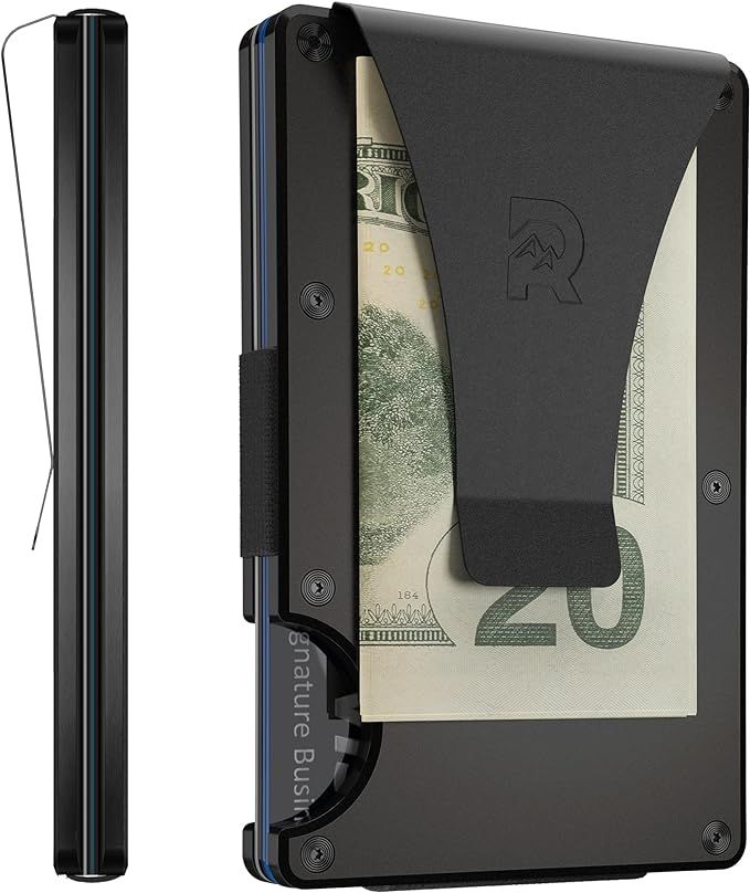 The Ridge Minimalist Slim Wallet For Men - RFID Blocking Front Pocket Credit Card Holder (Black) | Amazon (US)