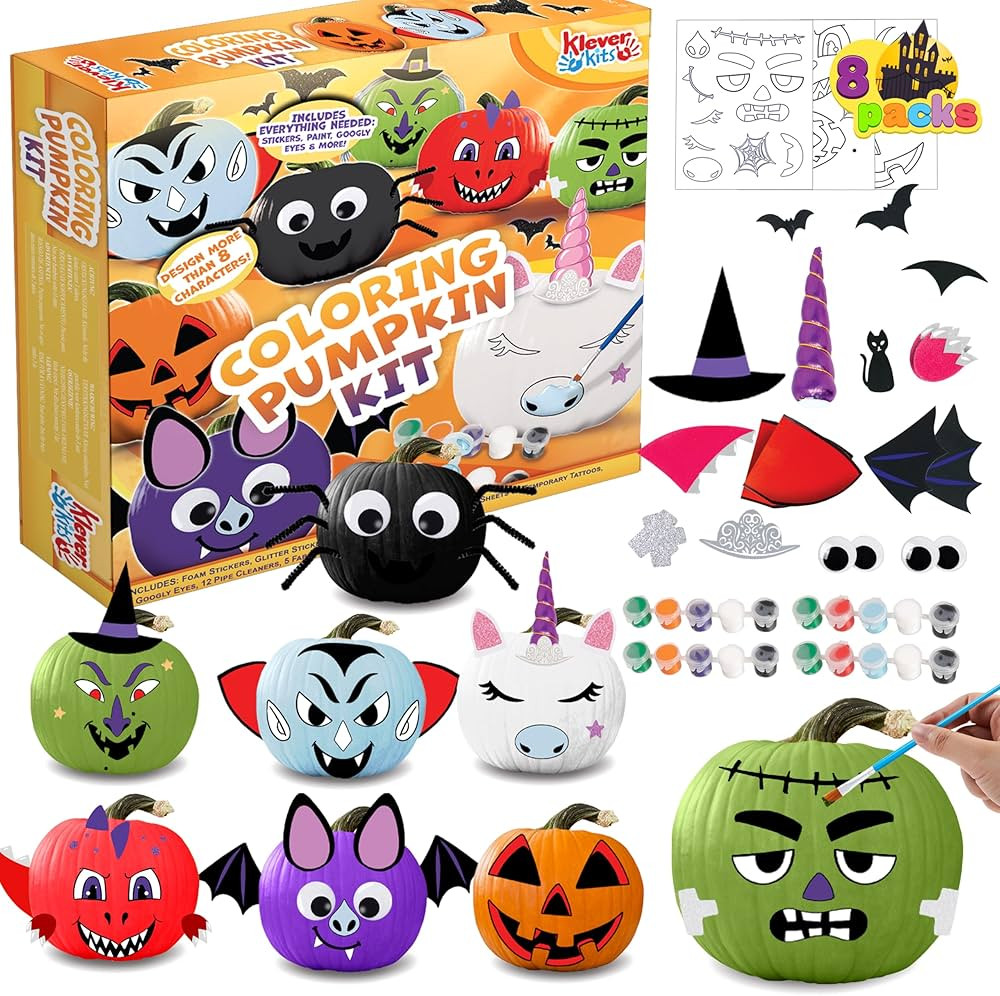 Klever Kits Halloween Pumpkin Decorating Kit, Halloween Arts and Craft Party Favors for Kids, Pum... | Amazon (US)