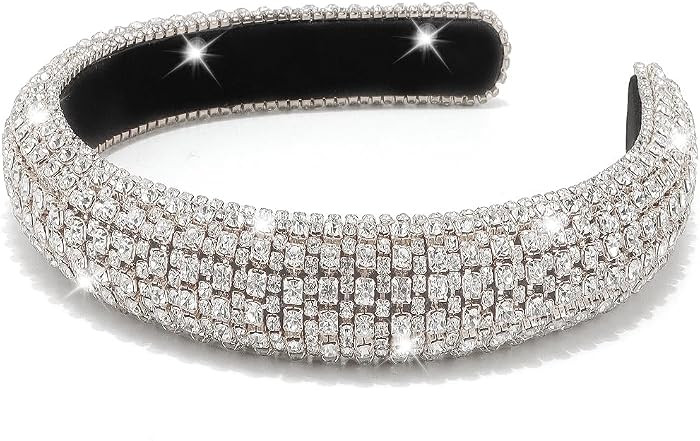 Rhinestone Headband for Women Girls, Hair Bling Crystal Glitter Sparkly Diamond Padded Headband F... | Amazon (US)
