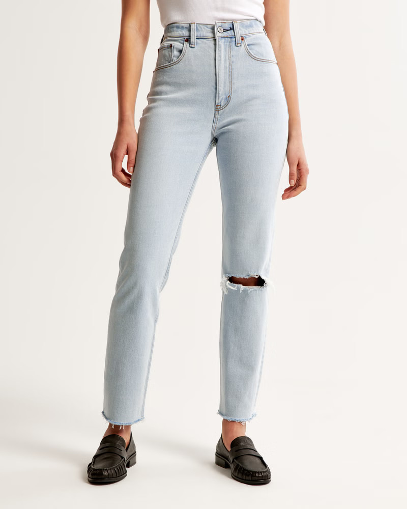 Women's Ultra High Rise Ankle Straight Jean | Women's Bottoms | Abercrombie.com | Abercrombie & Fitch (US)