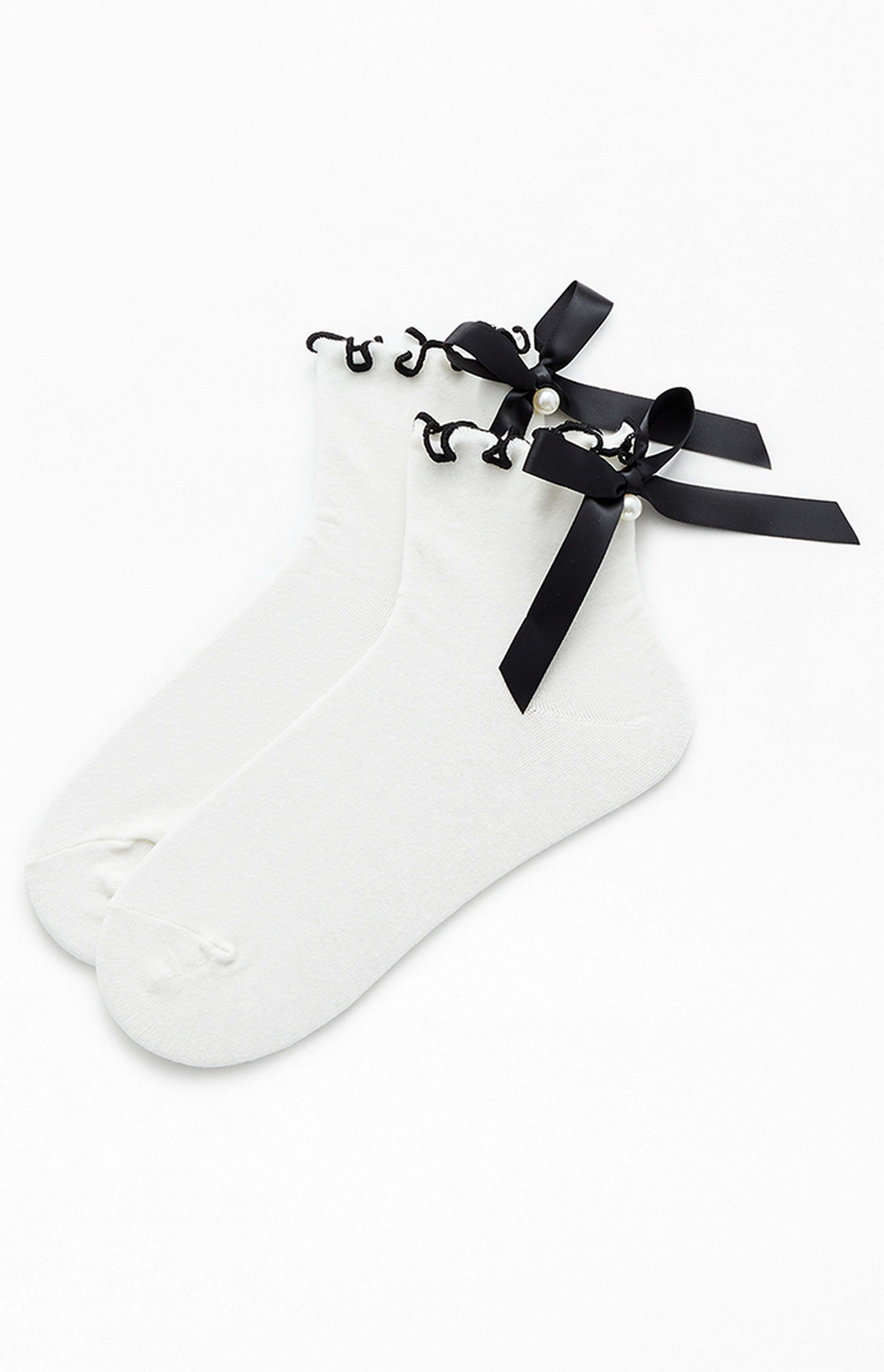 PacSun Cream Ruffle Bow Socks | PacSun | PacSun