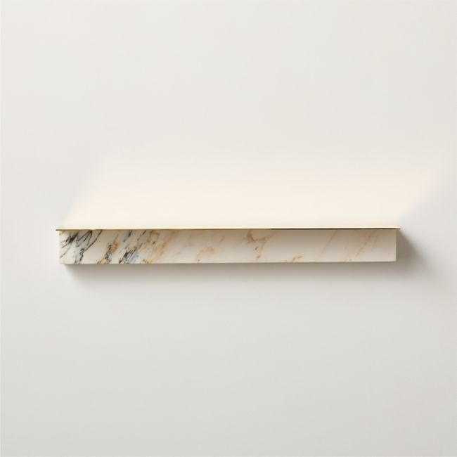 CB2 Leva golden Calacatta marble wall shelf