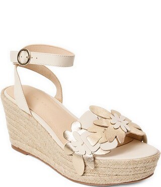 Jack Rogers Talahi Leather Flower Wedge Platform Espadrile Sandals | Dillard's | Dillard's