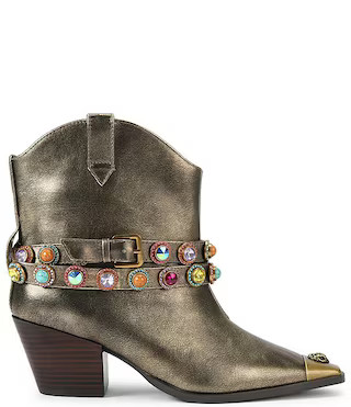Kurt Geiger London Leather Western Flair Regent Jewel Strap Ornament Booties | Dillard's | Dillard's