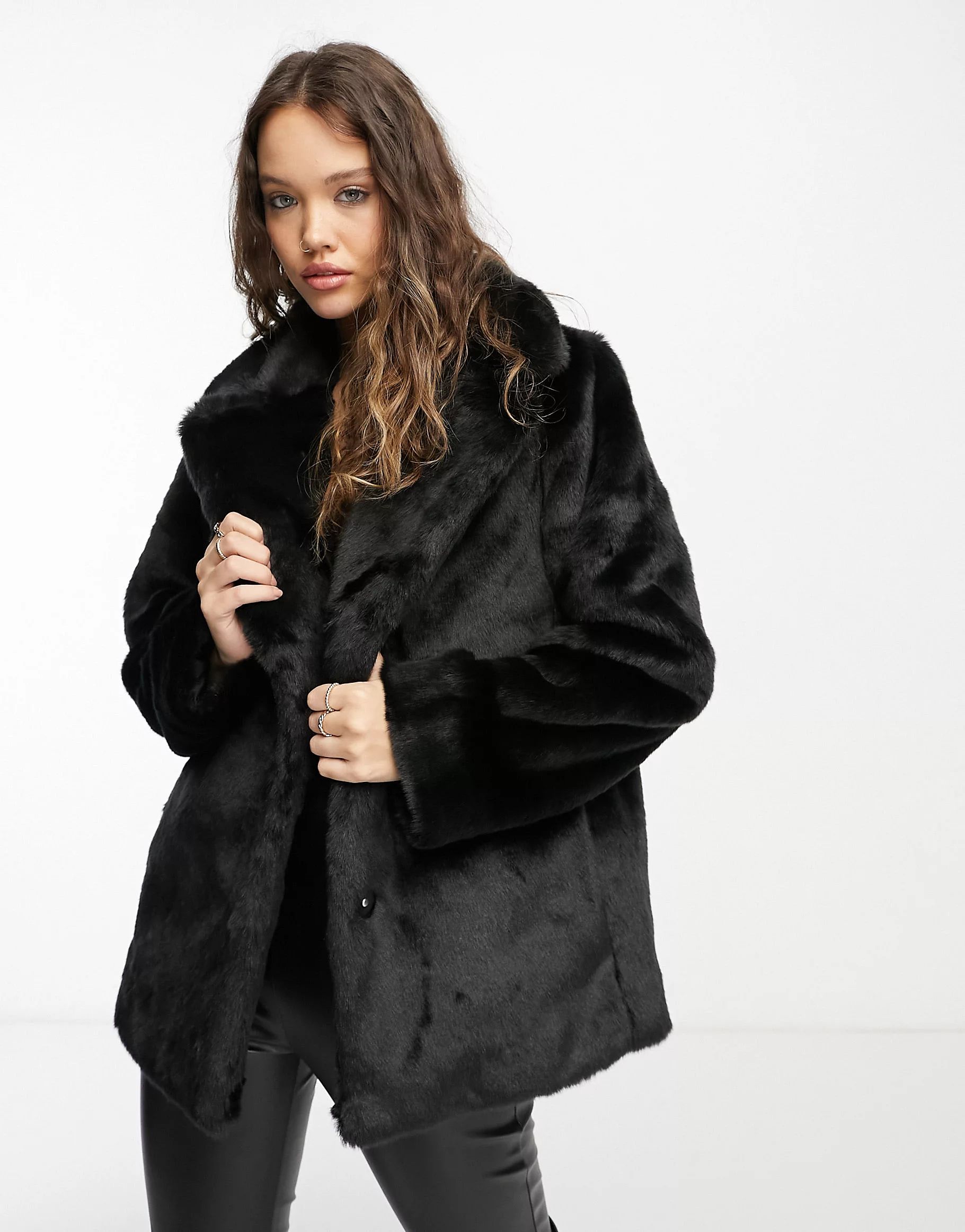 & Other Stories faux fur short coat in black | ASOS (Global)