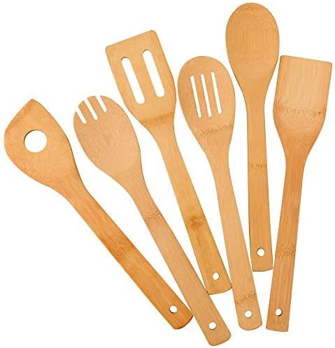 Zhuoyue Kitchen Cooking Utensils Set, 6 Pcs Bamboo Wooden Spoons & Spatula Kitchen Cooking Tools ... | Amazon (US)