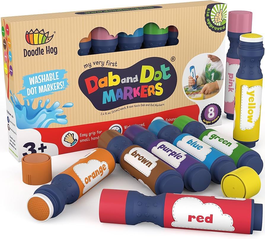 DOODLE HOG Washable Dot Markers for Toddlers Kids Preschool | 8 Colors Bingo Markers | Non Toxic ... | Amazon (US)