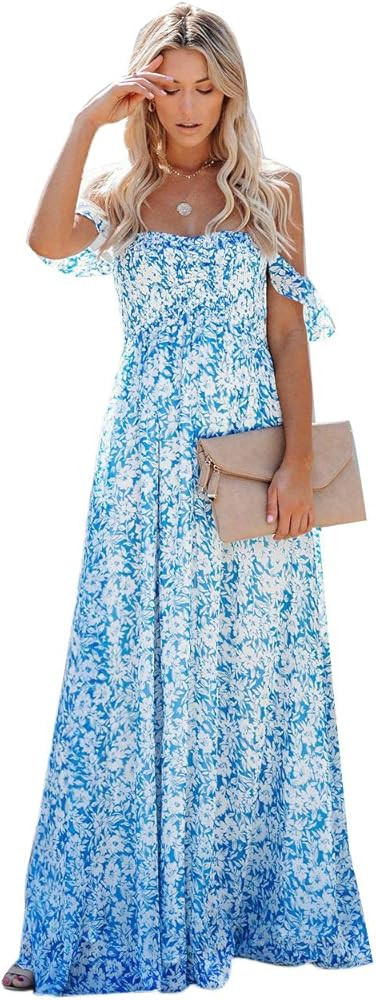 MERMAID'S CLOSET Womens Casual Off Shoulder Lace Maxi Dress White Wedding Bridesmaid Dress Lace S... | Amazon (US)