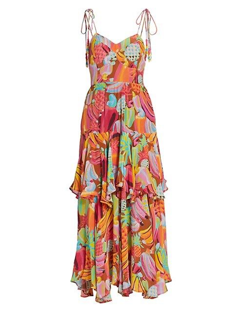 Farm Rio Dress, Fruit Salad Ruffle Dress, Honeymoon Dress, Garden Party  | Saks Fifth Avenue