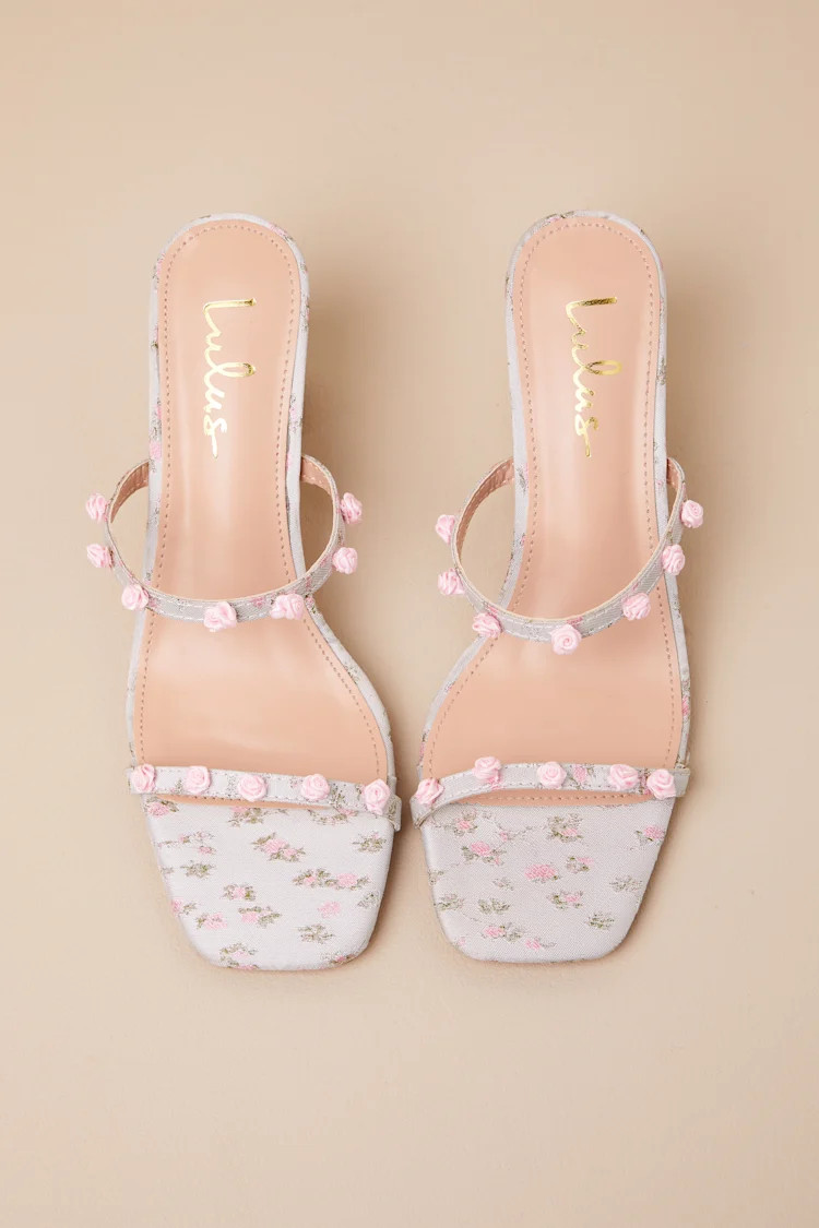 Tresa Silver Floral Strappy High Heel Sandals | Lulus