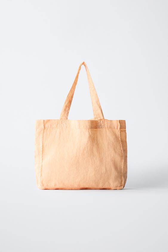 100% LINEN SHOPPER BAG | Zara US