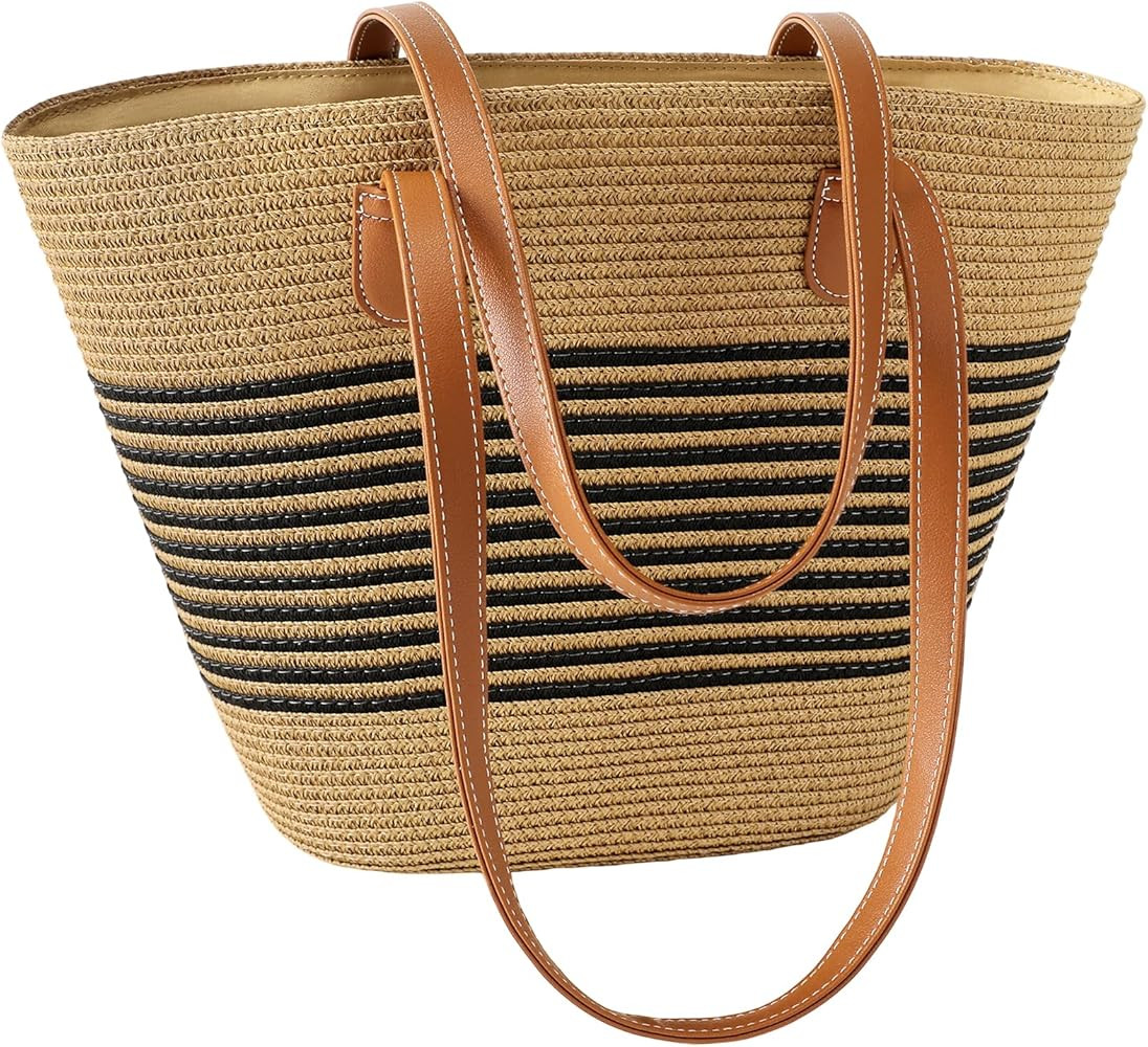 Trifabricy Beach Bags for Women, Summer Straw Beach Bag Straw Purse Shoulder Handbags Large Beach... | Amazon (US)