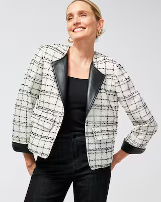 Tweed Faux Leather Trim Jacket | Chico's