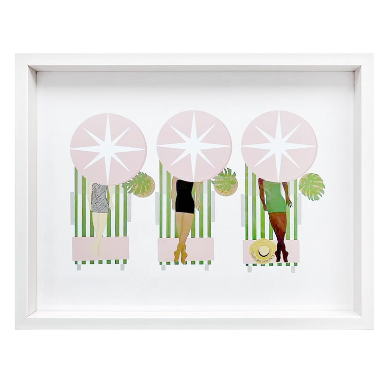 Glass Framed Sunbathing Ladies Print Wall Art, 17x13 | At Home