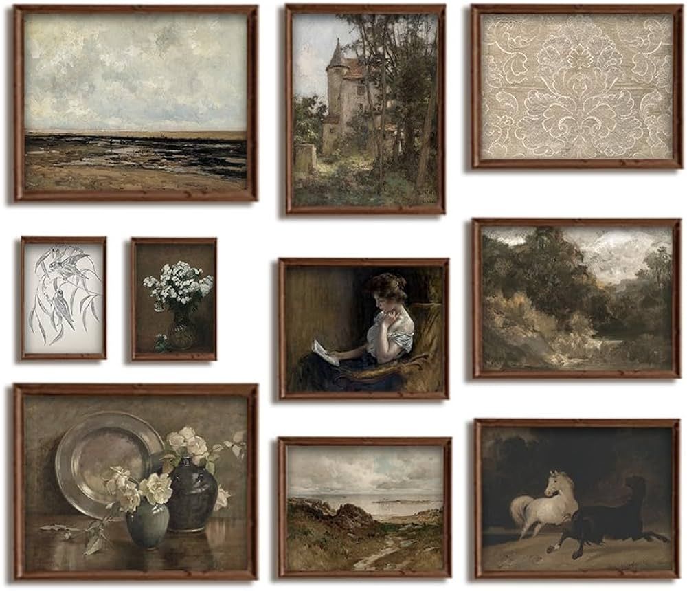 Canssape Vintage Wall Decor French Country Painting Moody Farmhouse Wall Art Prints Botanical Cot... | Amazon (US)