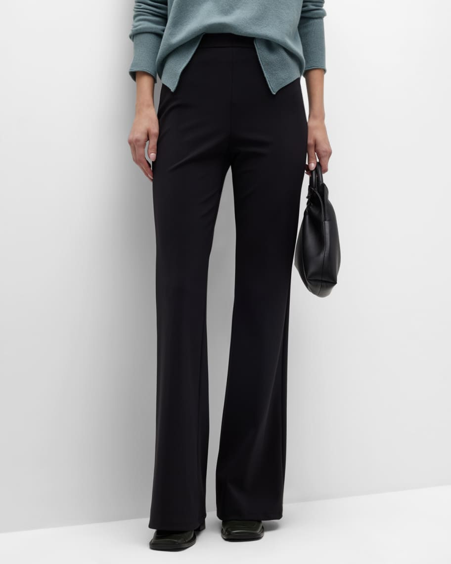 Theory High-Waist Flare Precision Ponte Pants | Neiman Marcus