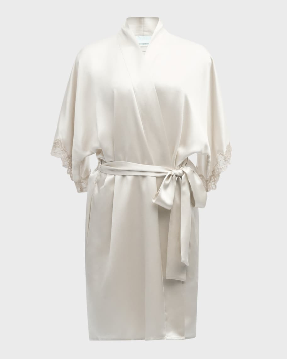 Christine Lingerie Bijoux Short Silk Robe | Neiman Marcus