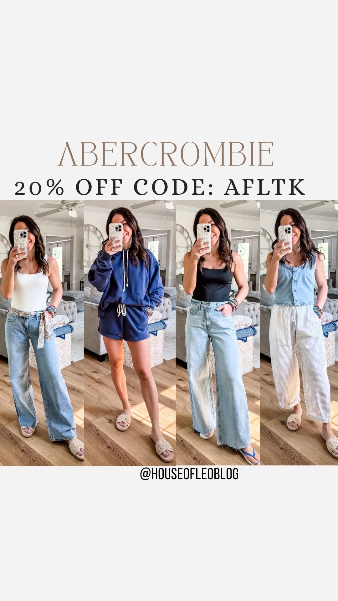 Code AFLTK. Baggy jeans, 25 short. Wide leg jeans, 25. I cut them. Shorts small. Hoodie small. Barrel pants small but prefer XS.

#LTKxAbercrombie #LTKSaleAlert #LTKPetite