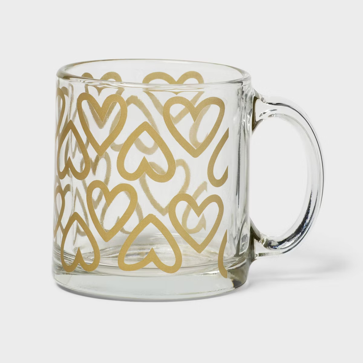 13 fl oz Glass Mug Gold Hearts - Spritz™ | Target