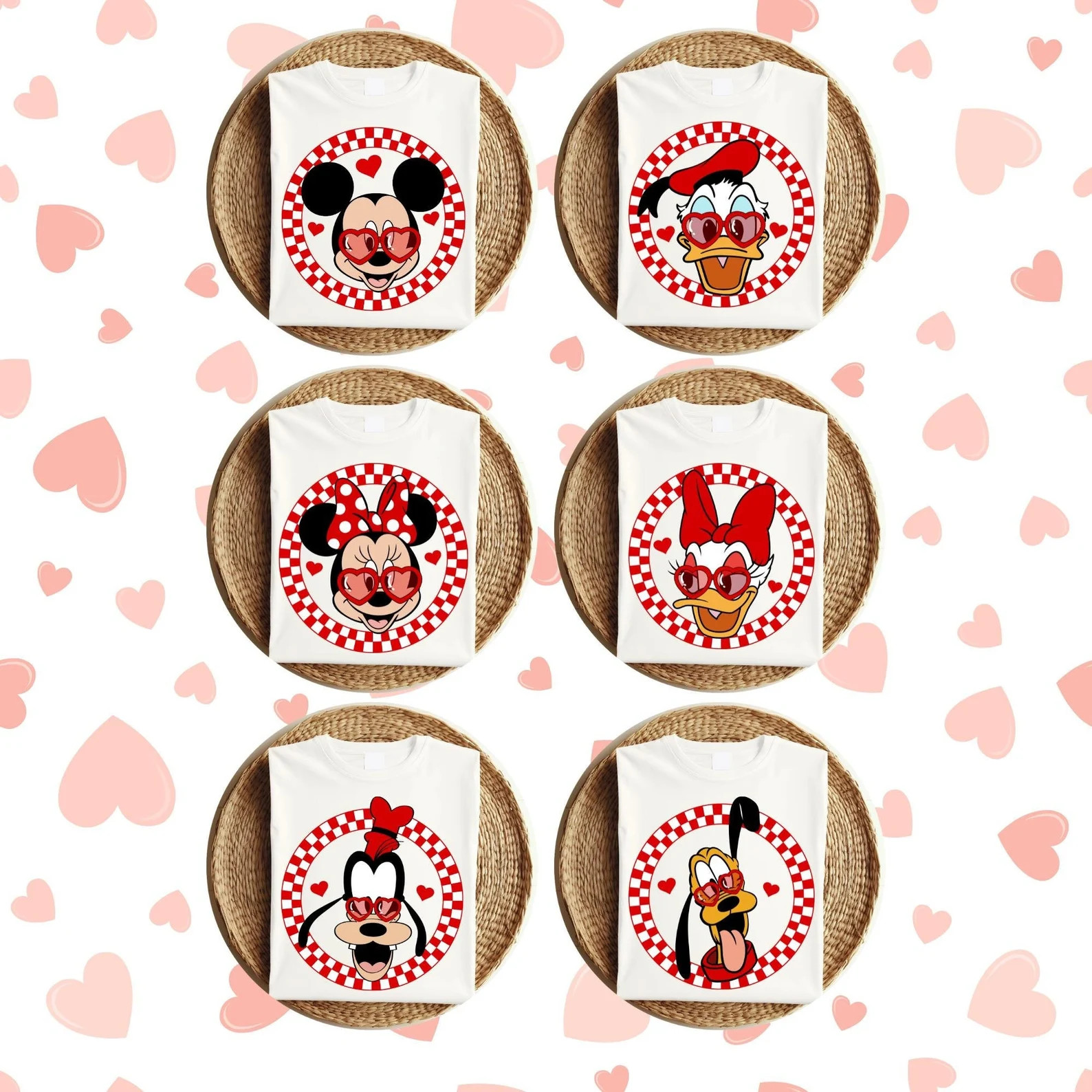 Disney Valentine’s Day Mickey Co Character Shirts, Mickey Minnie Donald Daisy Goofy Pluto Love ... | Etsy (US)