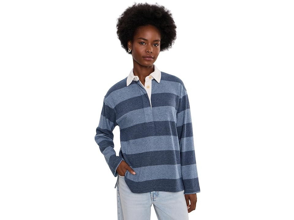 Faherty Legend Sweater Rugby Popover Women's Clothing Pacific Ride Stripe: LG, Elastane/Polyester/Viscose | Zappos.com