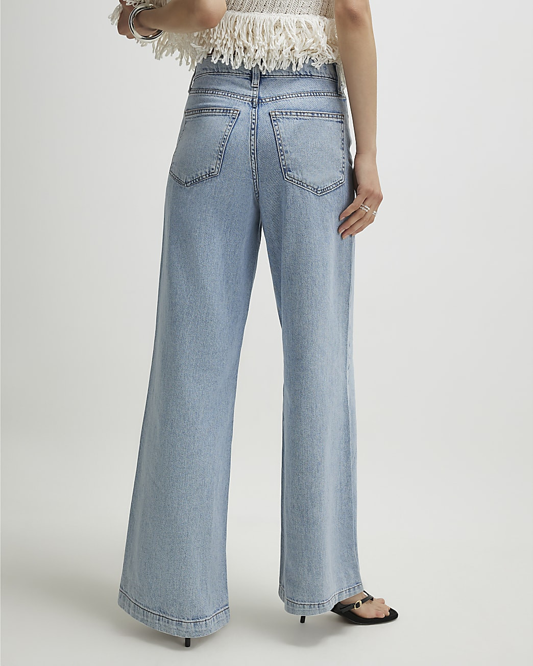 Blue 5 Pocket Wide Leg Jeans | River Island UK & IE