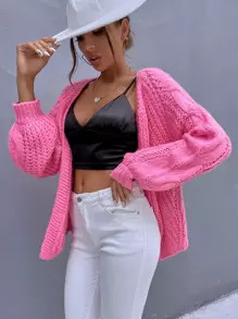 Raglan Sleeve Cable & Ribbed Knit Cardigan
   SKU: sw2107228953835582      
          (403 Review... | SHEIN