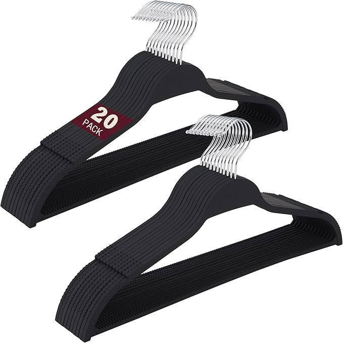 ELONG HOME Non-Slip Rubber Coated Hangers, 20 Pack Durable Space Saving Clothes Hangers with Stro... | Amazon (US)