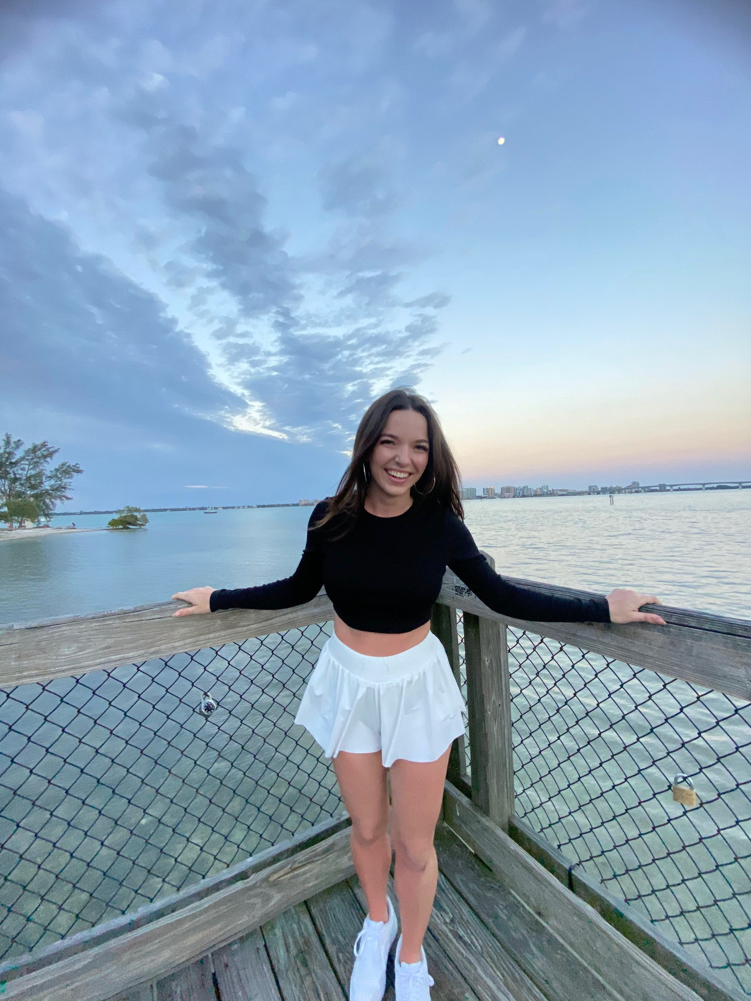 white shorts, nike white shoes, nike low top, cropped black shirt, casual outfit inspo 