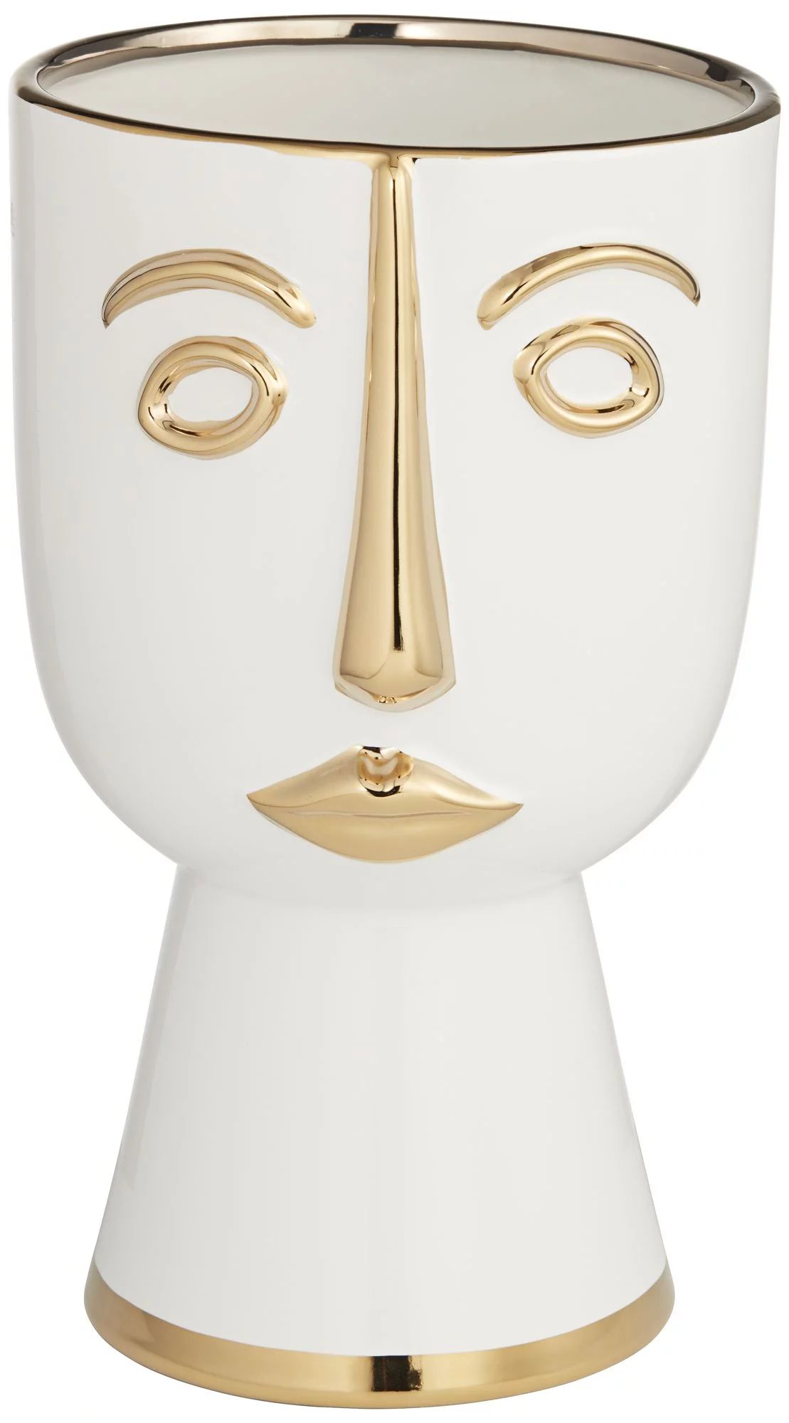 Studio 55D Modern Face 12 1/4" High Gold and White Ceramic Vase - Walmart.com | Walmart (US)