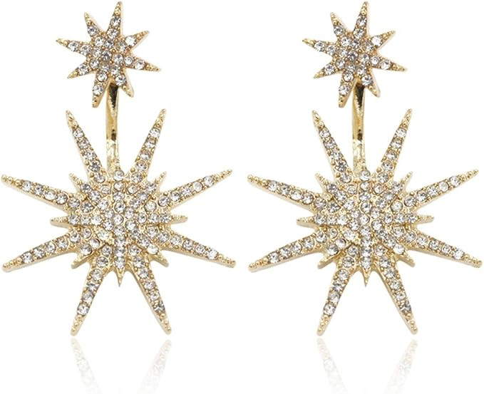 Starburst Dangle Drop Earrings Crystal Hexagram Celestial Star Stud Statement Dangle Wedding Earr... | Amazon (US)