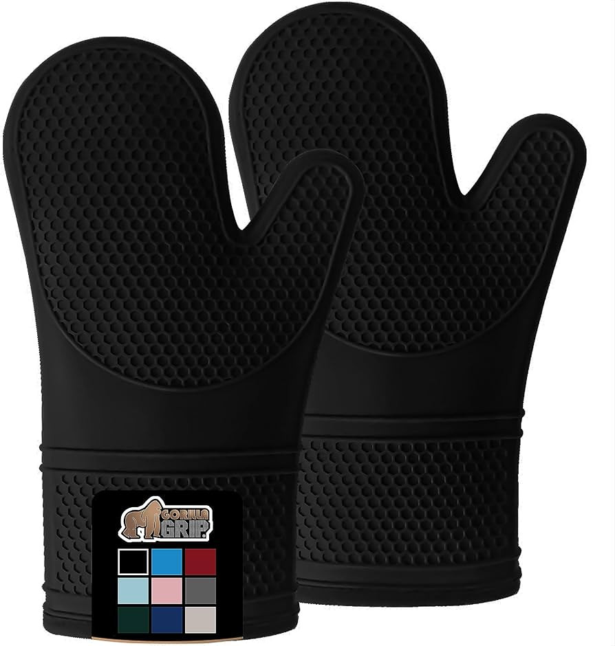 Gorilla Grip Heat and Slip Resistant Silicone Oven Mitts Set, Soft Cotton Lining, Waterproof, BPA... | Amazon (US)