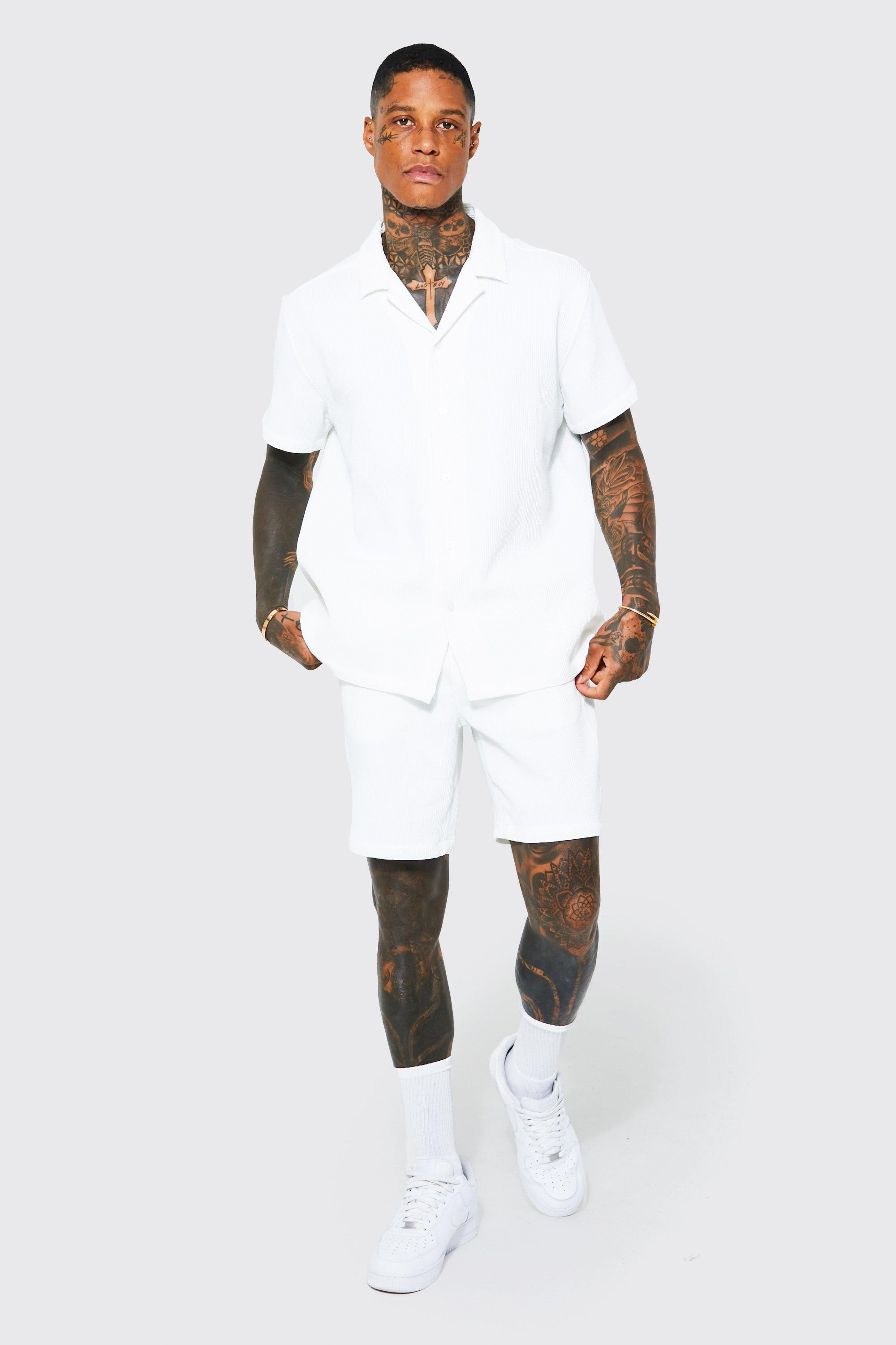 Oversized Short Sleeve Pleated Shirt And Short | boohooMAN (DE, IE & UK)