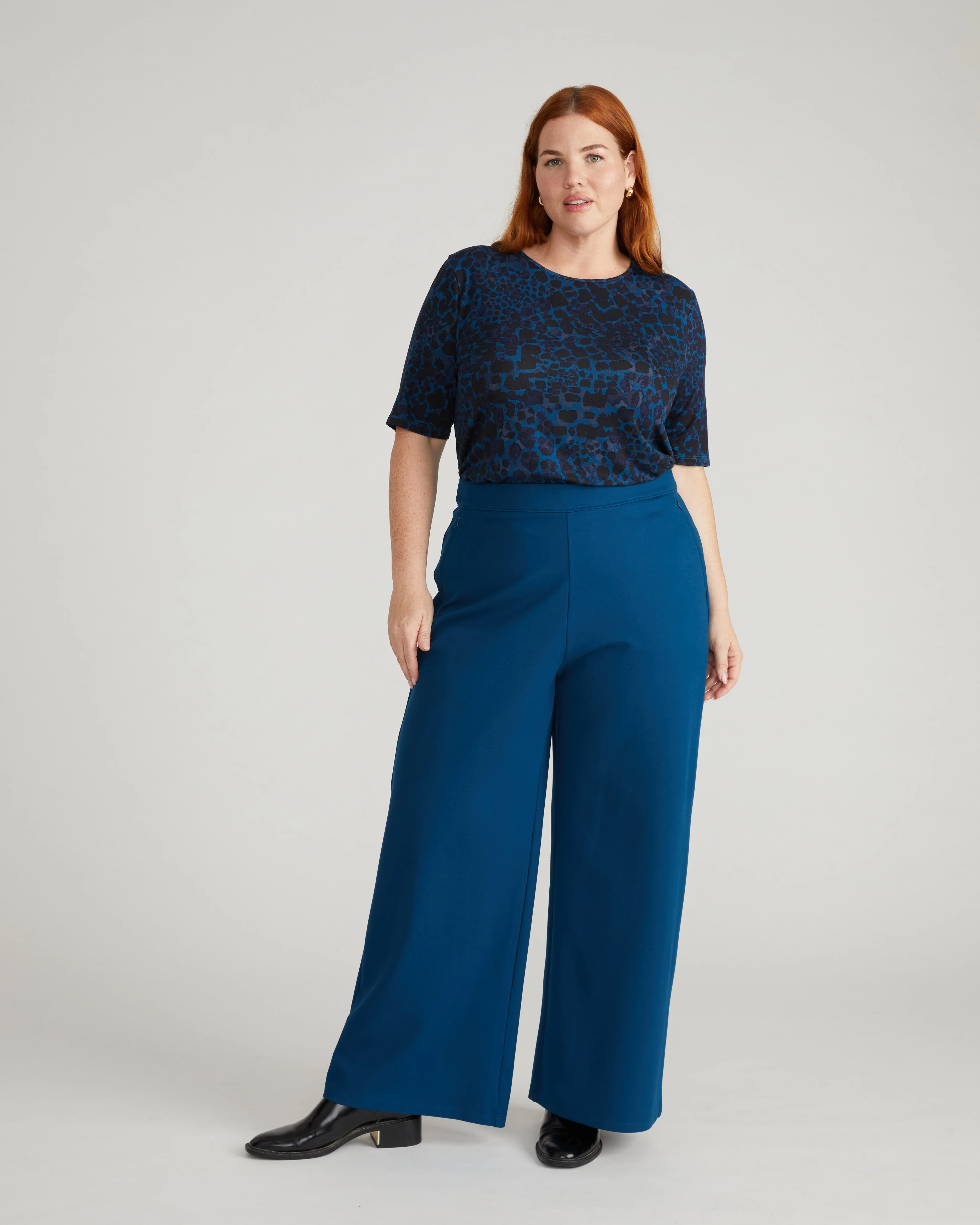 Stephanie Wide Leg Ponte Pants - Deep Teal | Universal Standard