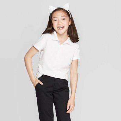 Girls' Short Sleeve Jersey Uniform Polo Shirt - Cat & Jack™ White | Target