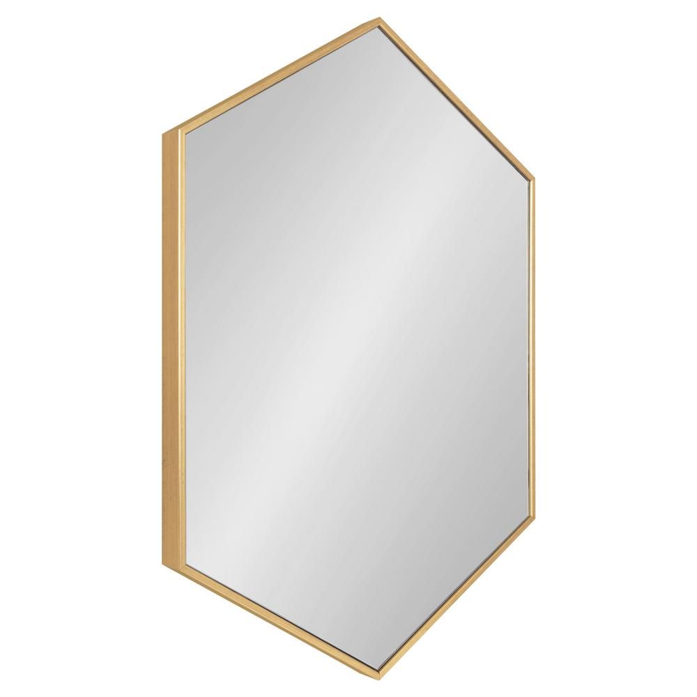 Rhodes 36 in. x 24 in. Classic Hexagon Framed Gold Wall Accent Mirror | The Home Depot