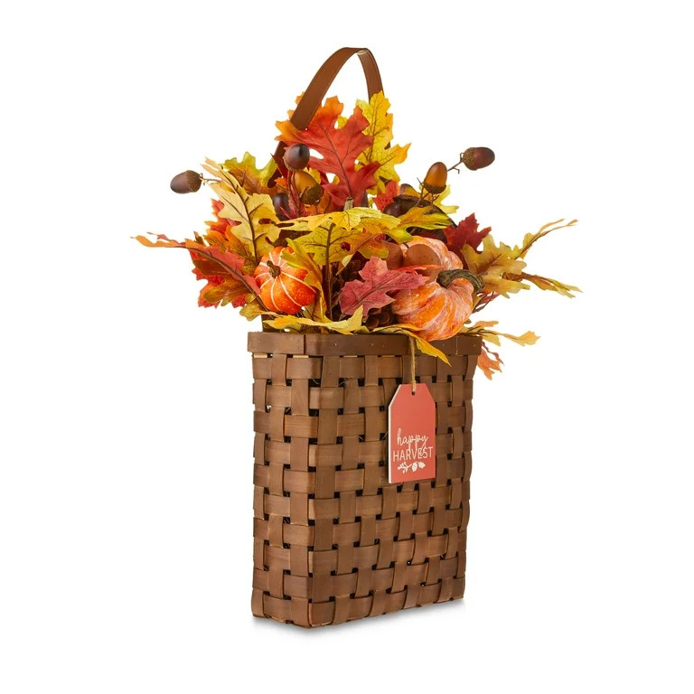 Harvest Happy Harvest Basket Floral Decor, 24 in, by Way To Celebrate - Walmart.com | Walmart (US)