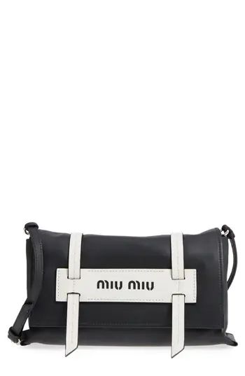Miu Miu Small Grace Calfskin Shoulder Bag - Black | Nordstrom