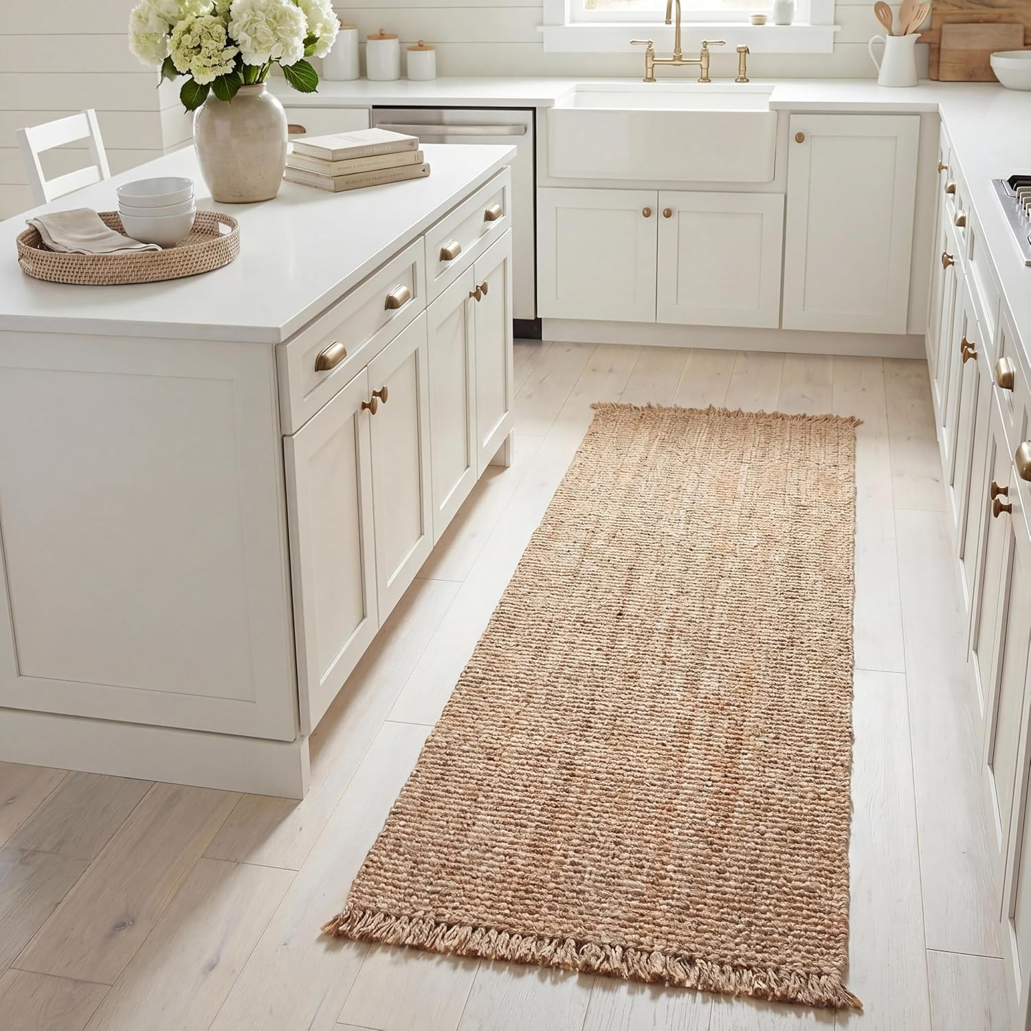 SAFAVIEH Natural Fiber Collection Runner Rug - 2'6" x 12', Natural, Handmade Tassel Jute, Ideal for High Traffic Areas in Living Room, Bedroom (NF467A) | Amazon (US)