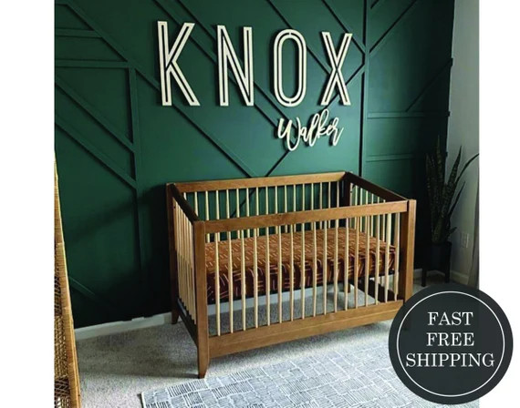Stacked Custom name sign 18"- 42" wide, wood name sign, nursery sign, nursery letters, children's... | Etsy (US)