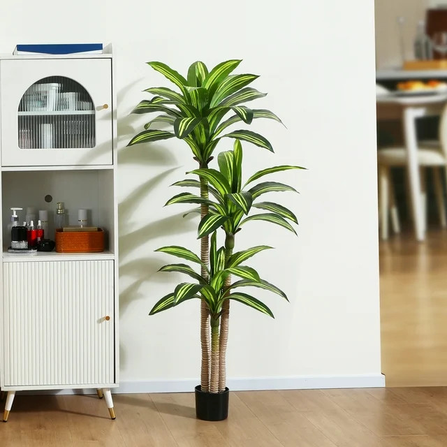 Artificial Plants, 5ft Dracaena Tree Faux Plants Indoor Outdoor Decor Fake Tree in Pot Slik Plant... | Walmart (US)