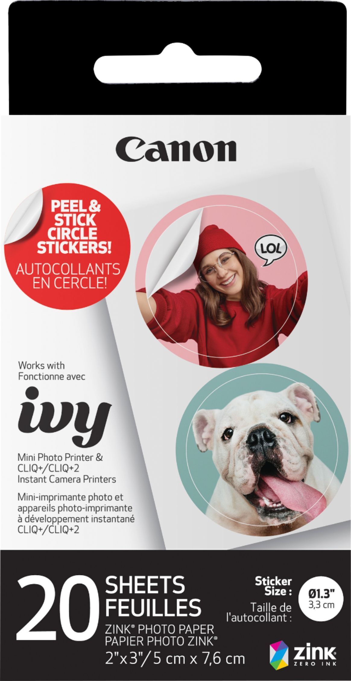 Canon ZINK Pre-Cut Circle Sticker Paper Pack White 4967C001 - Best Buy | Best Buy U.S.