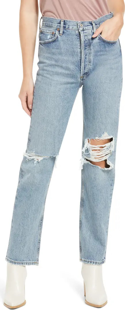 '90s Pinch High Waist Straight Leg Organic Cotton Jeans | Nordstrom