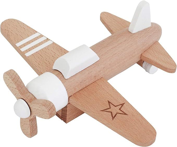 kiko+ hikoki Wooden Pull-Back Jet Plane propellor (White) | Amazon (US)