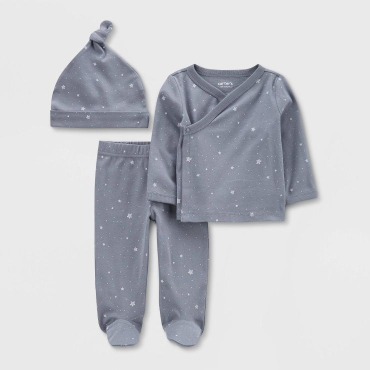Carter's Just One You® Baby 3pc Top and Bottom Set with Hat - Gray | Target