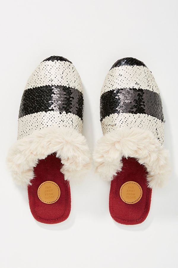 Far Away From Close Striped + Sequined Slipper Slides | Anthropologie (US)